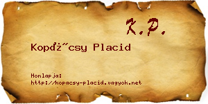 Kopácsy Placid névjegykártya